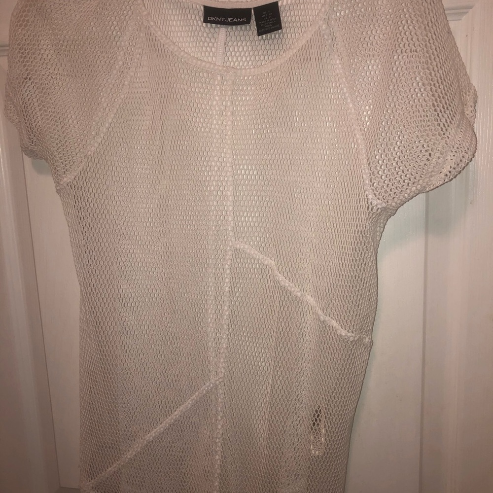 DKNY White Short Sleeve Top w/ tank small NWOT - Picture 6 of 6